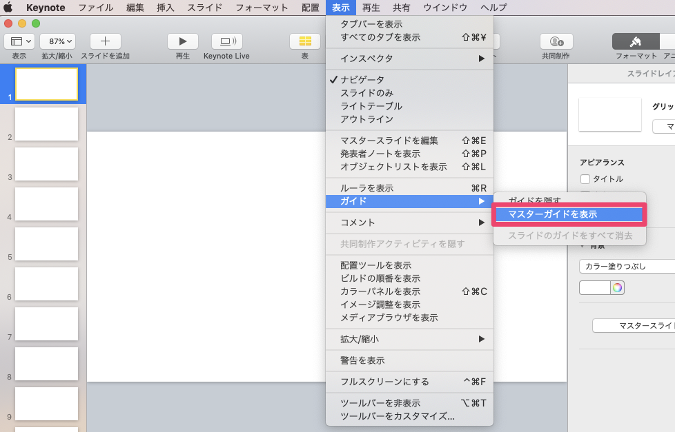 マスターガイドを表示